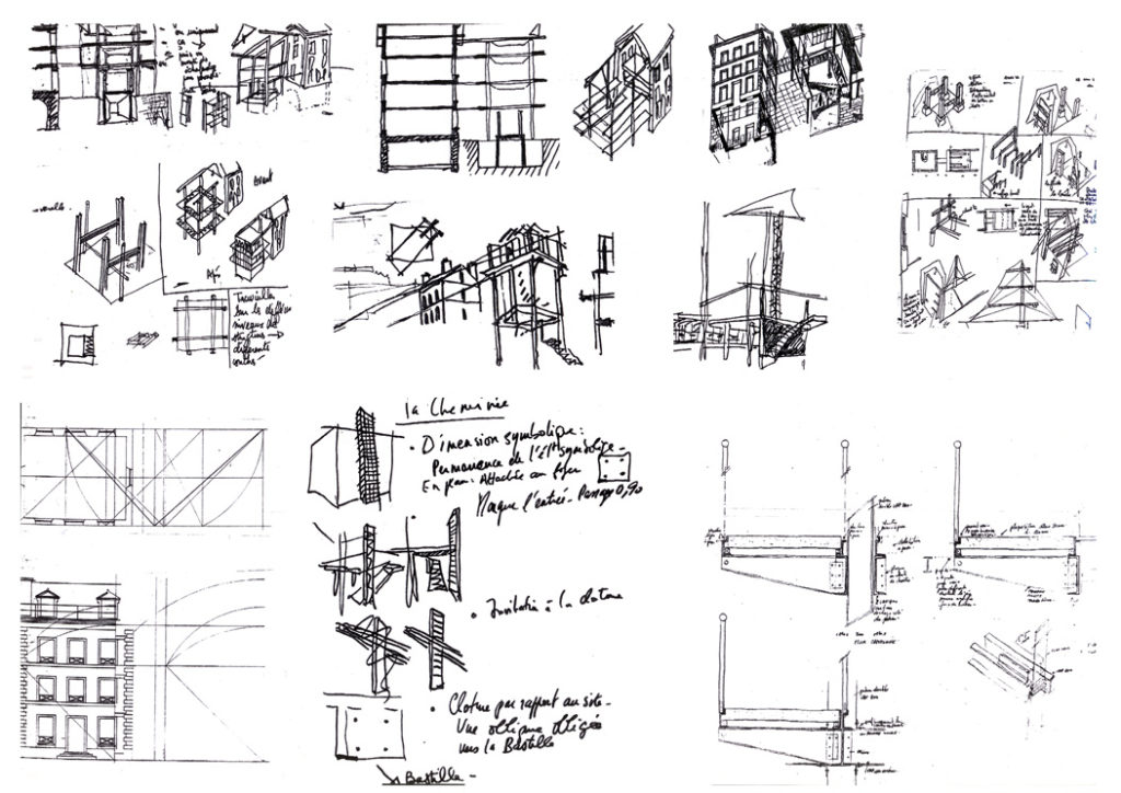 Croquis d'études projet de diplôme Sophie Cordier Architecte