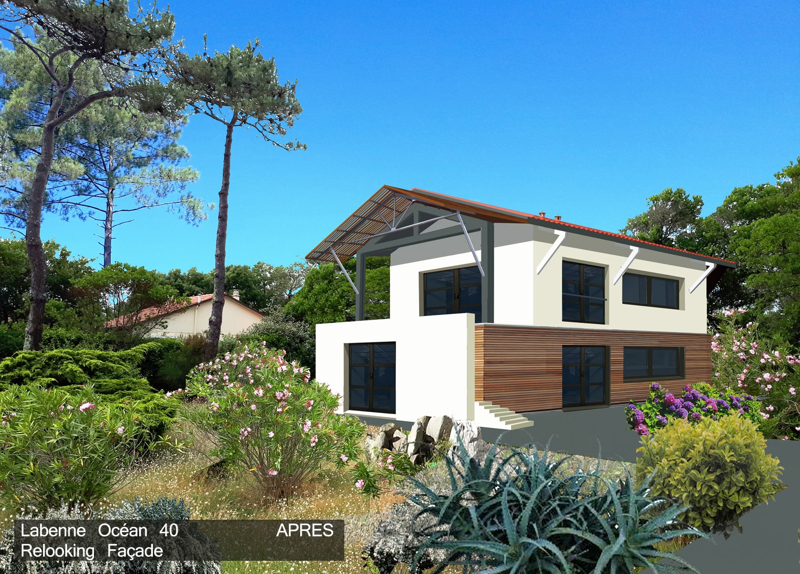 Vue 3D maison existante relookée