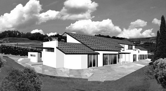 Vue 3D de deux maisons neuves jumellées au Pays Basque